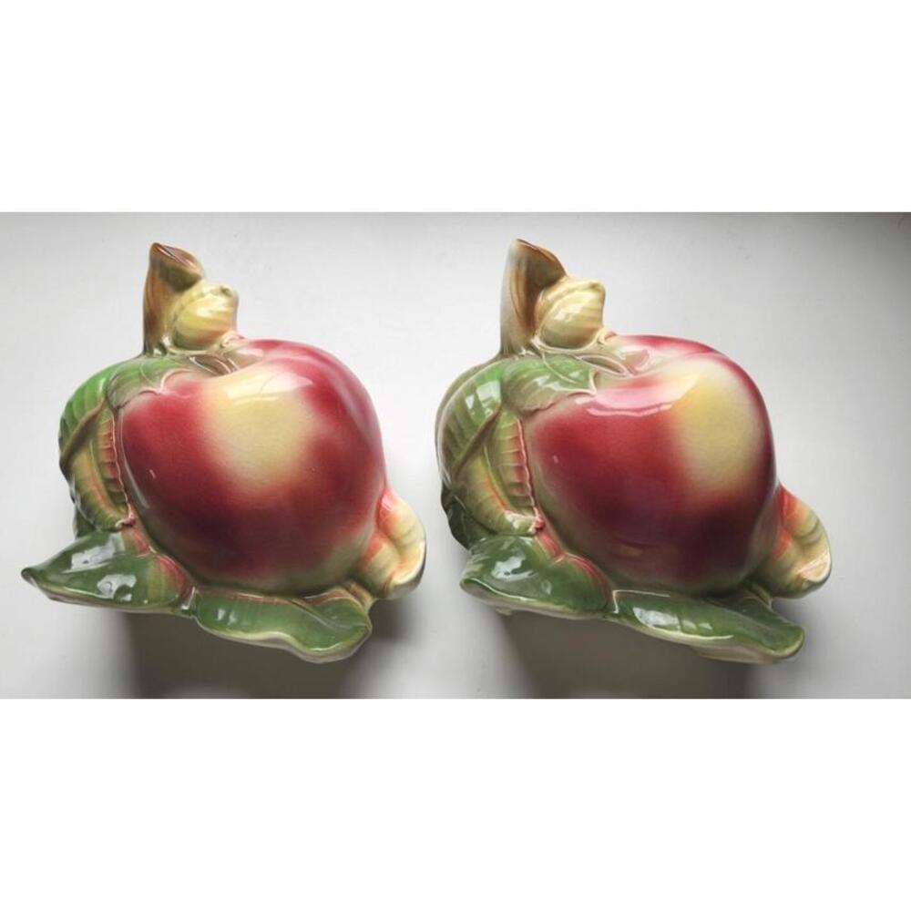 Pair Royal Copley vintage Apple wall hanging Planter 5 1/2" high x 5 1/2"